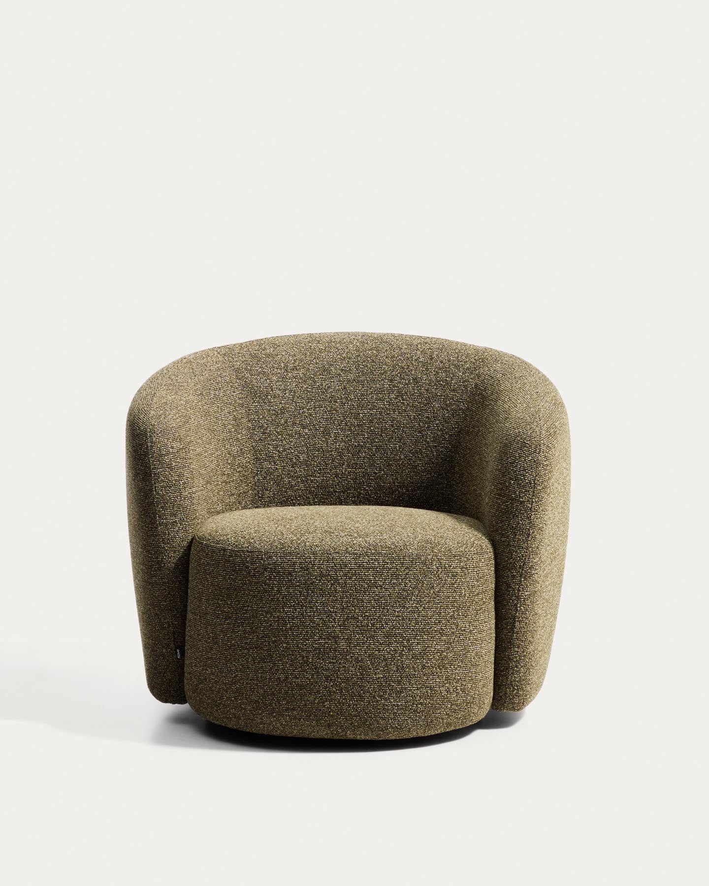 Drehsessel Odenia mit olivgrünem Micro-Bouclé in Grün präsentiert im Onlineshop von KAQTU Design AG. Drehsessel ist von Kave Home