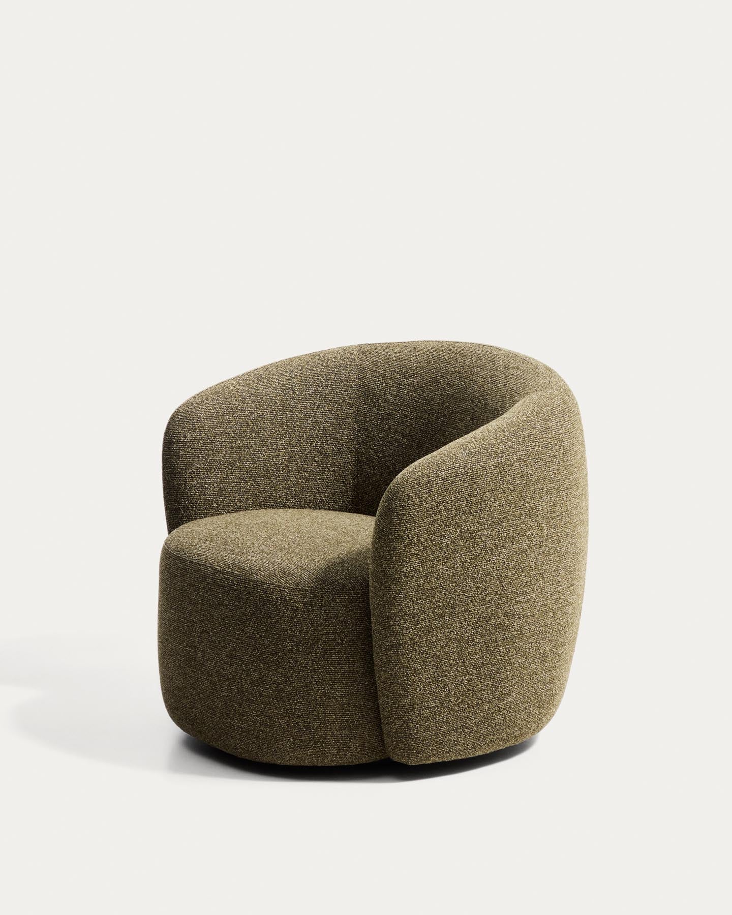 Drehsessel Odenia mit olivgrünem Micro-Bouclé in Grün präsentiert im Onlineshop von KAQTU Design AG. Drehsessel ist von Kave Home