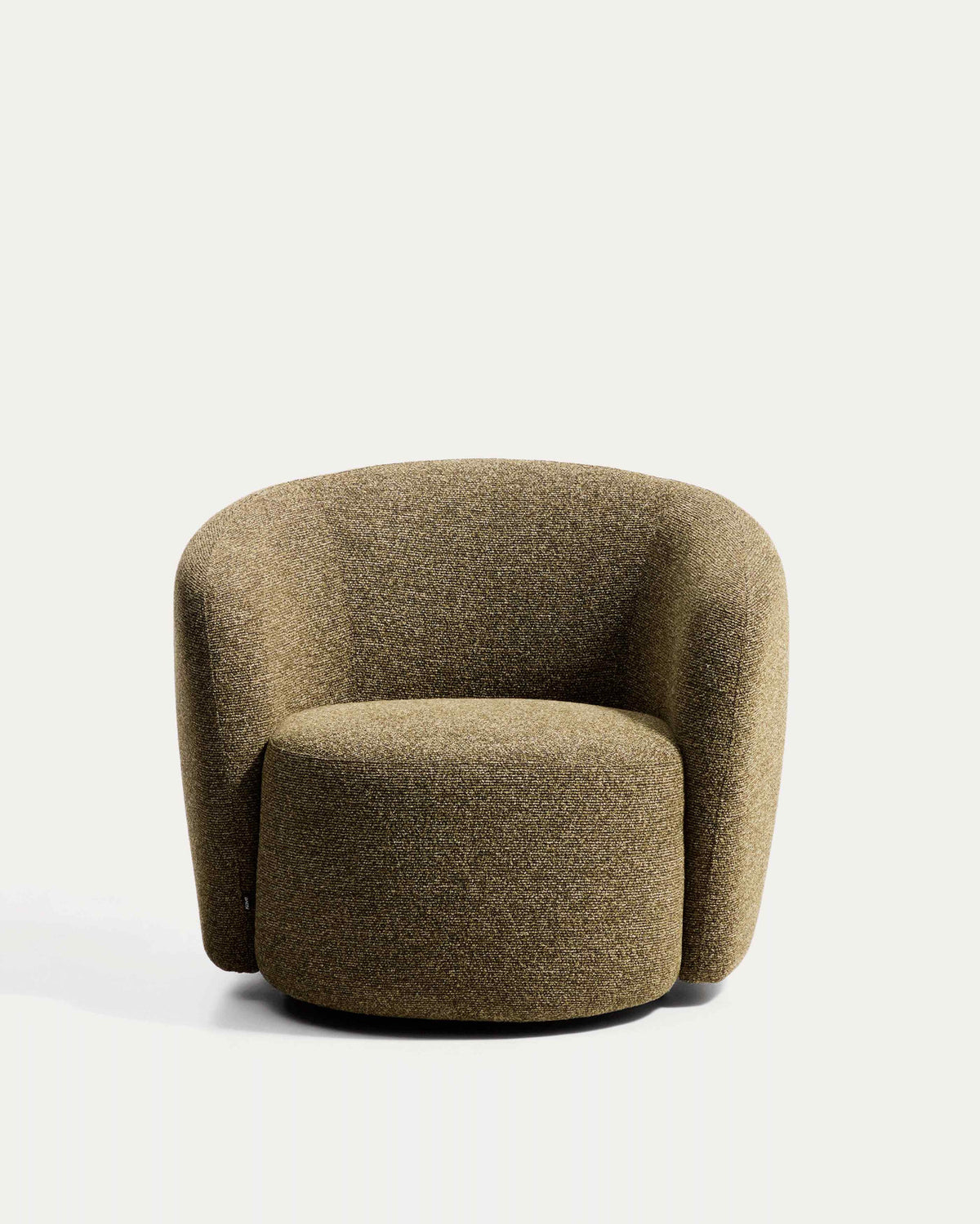 Drehsessel Odenia mit olivgrünem Micro-Bouclé in Grün präsentiert im Onlineshop von KAQTU Design AG. Drehsessel ist von Kave Home