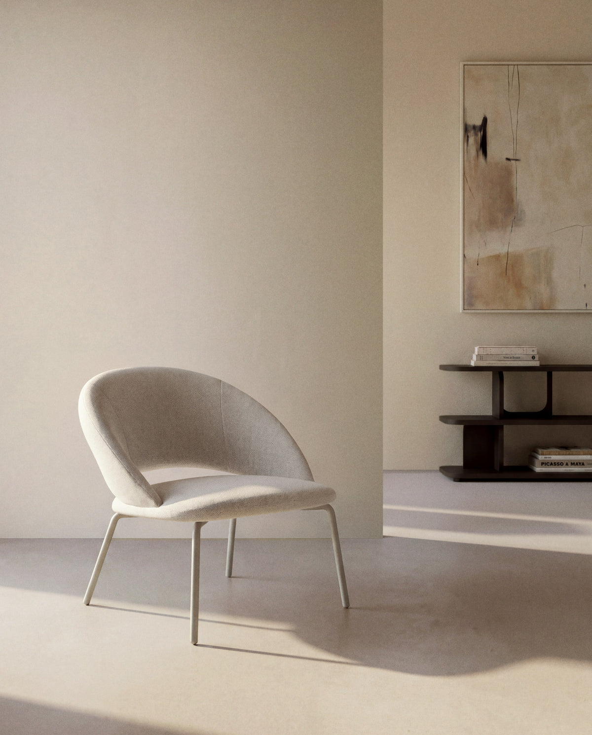 Sessel Bonali mit beiger Chenille und beigen Metallbeinen, FSC Mix Credit in Beige präsentiert im Onlineshop von KAQTU Design AG. Sessel ist von Kave Home