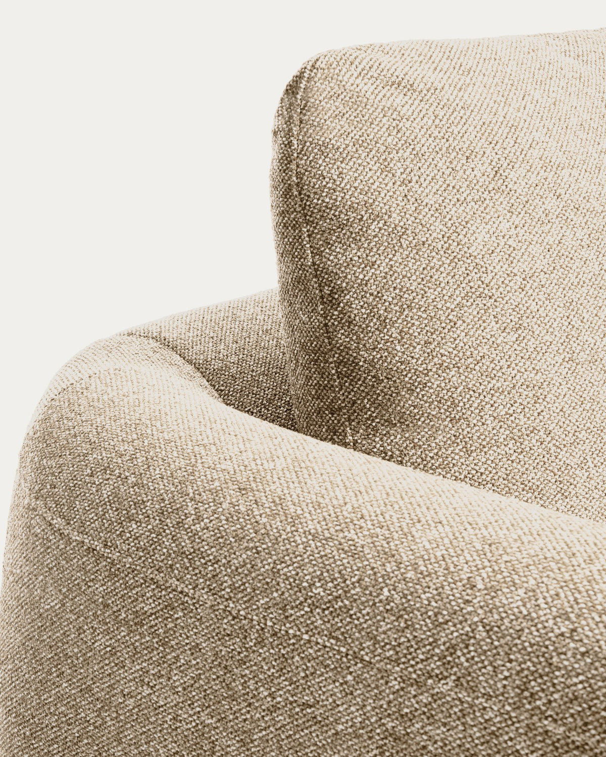 4-Sitzer Schlafsofa Vera in Beige von Kave Home mit abgerundeten Armlehnen, schwarzen Beinen und grob strukturiertem Gewebebezug, Bettsofa 240 cm breit.