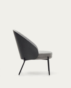 Eamy armchair light gray ash veneer with black finish and black metal