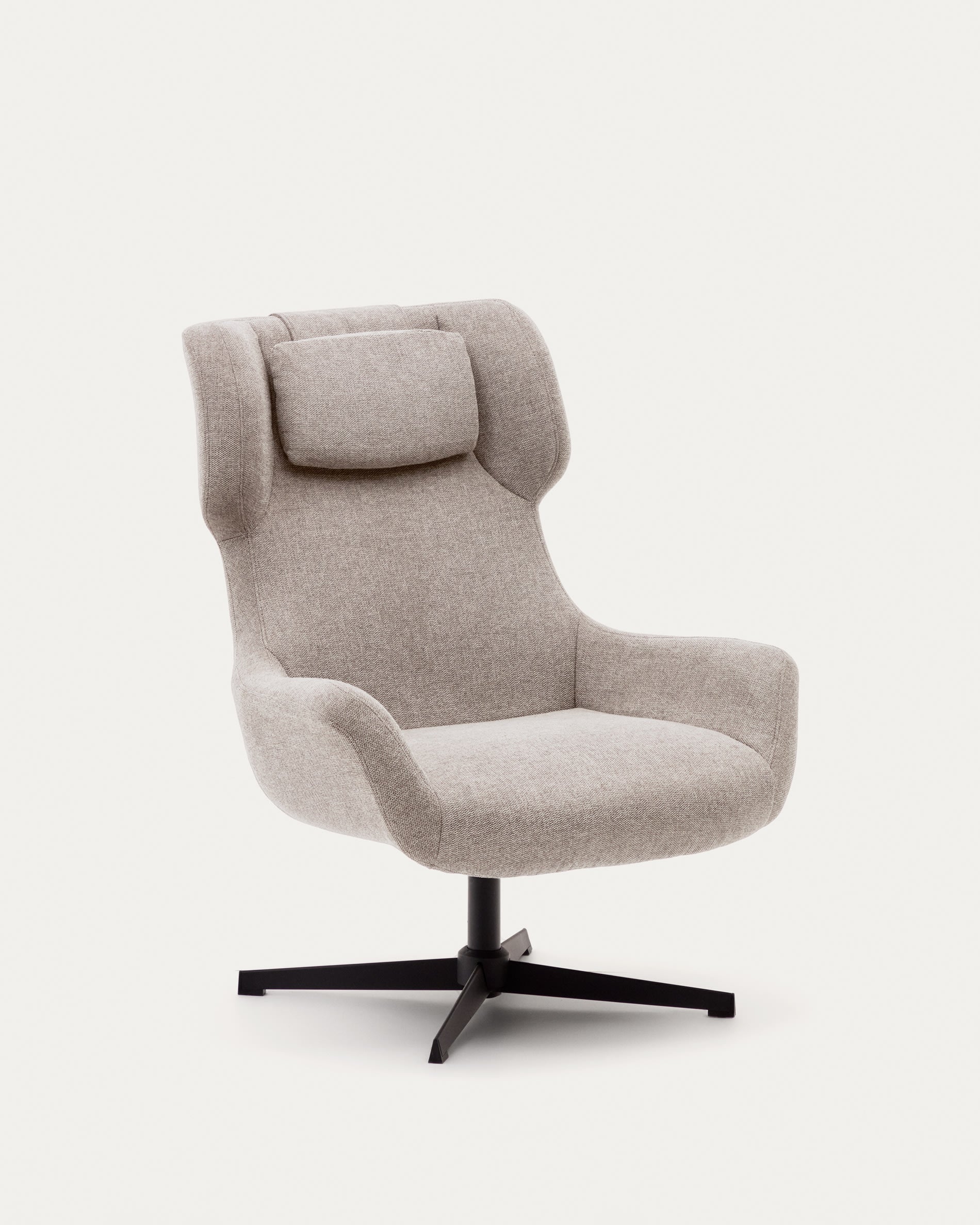 Zalina Drehsessel: Stilvoller Komfort in Beige mit schwarzem Stahl.