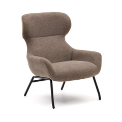 Belina armchair with chenille in light brown and steel with black finish FSC 100%