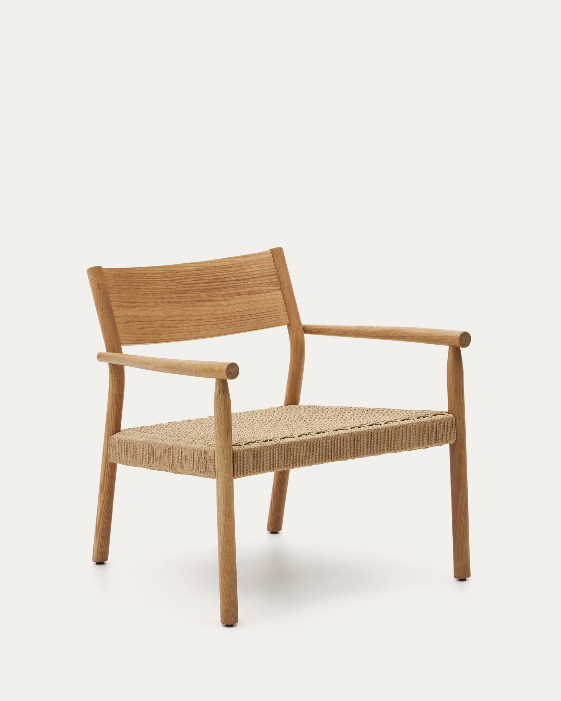 Sessel Yalia massives Eichenholz mit natürlichem Finish und Sitz aus Papierseil FSC 100%