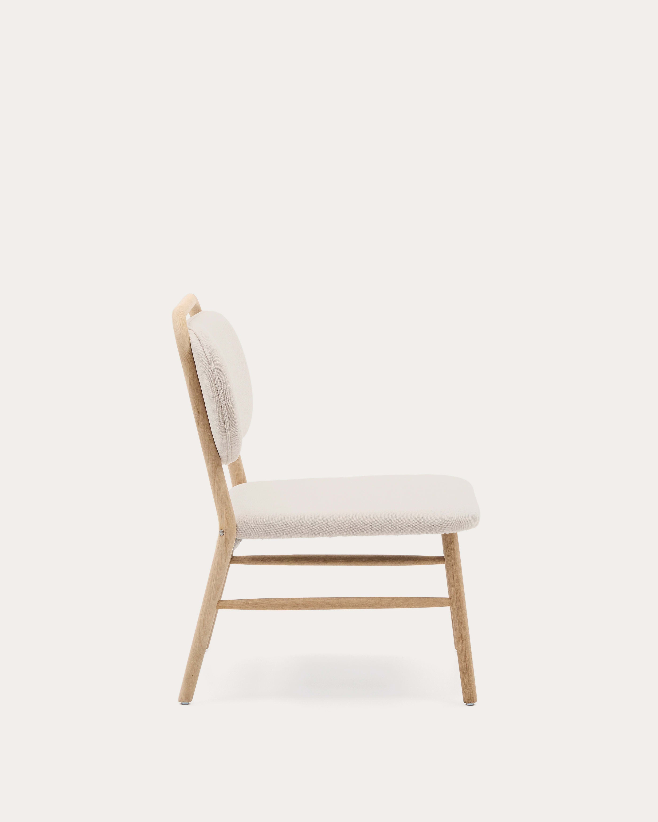 Sessel Helda: Eleganter beiger Chenille-Stoff, FSC-zertifiziertes Eichenholz, ideal für stilvolle und nachhaltige Wohnräume.