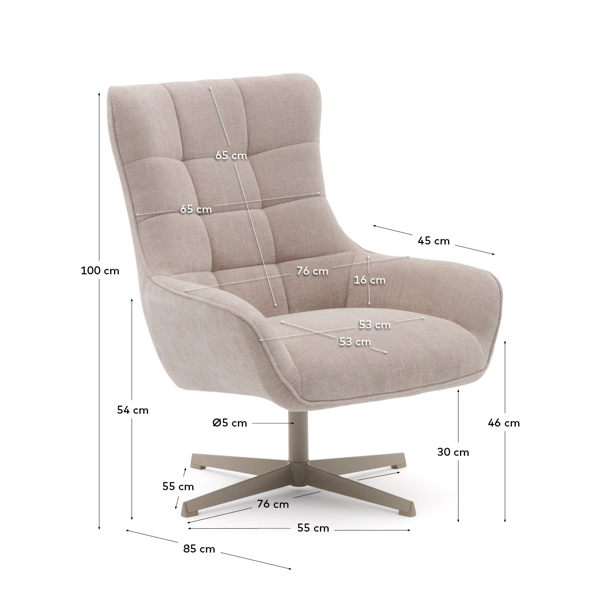Eleganter Sessel Teryl aus beiger Chenille und grauem Metall, FSC-zertifiziert, perfekt für modernes und nachhaltiges Wohnen.