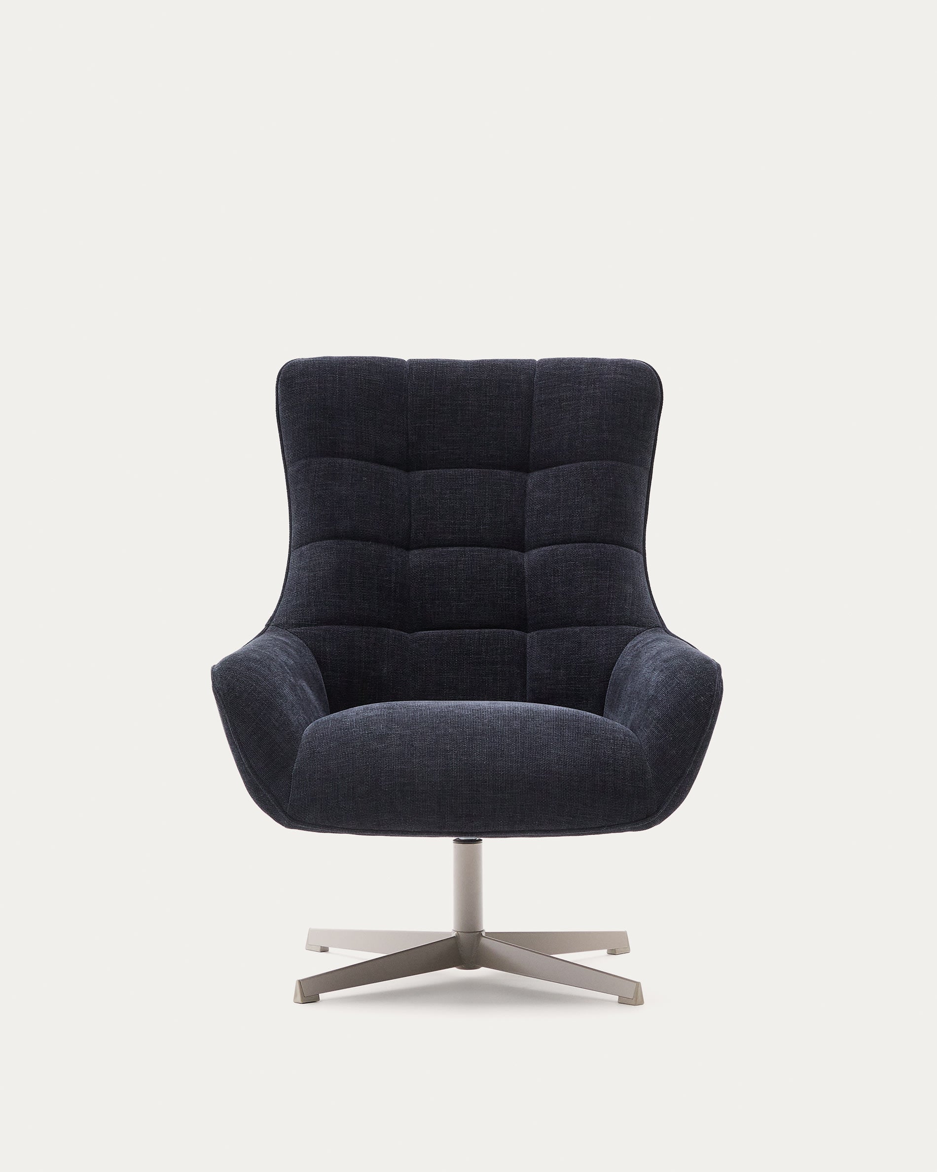 Eleganter Sessel Teryl: Blaue Chenille, graue Metallbeine, FSC-zertifiziert. Komfort und Stil für Ihr Zuhause.