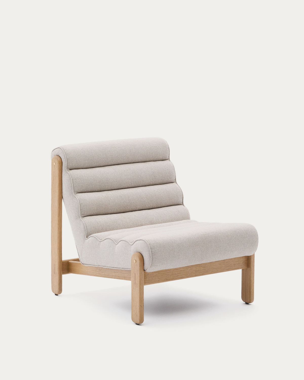 Sessel Magira in Beige aus massivem Eichenholz mit Finish in natürlichem Farbton in Beige präsentiert im Onlineshop von KAQTU Design AG. Sessel ist von Kave Home