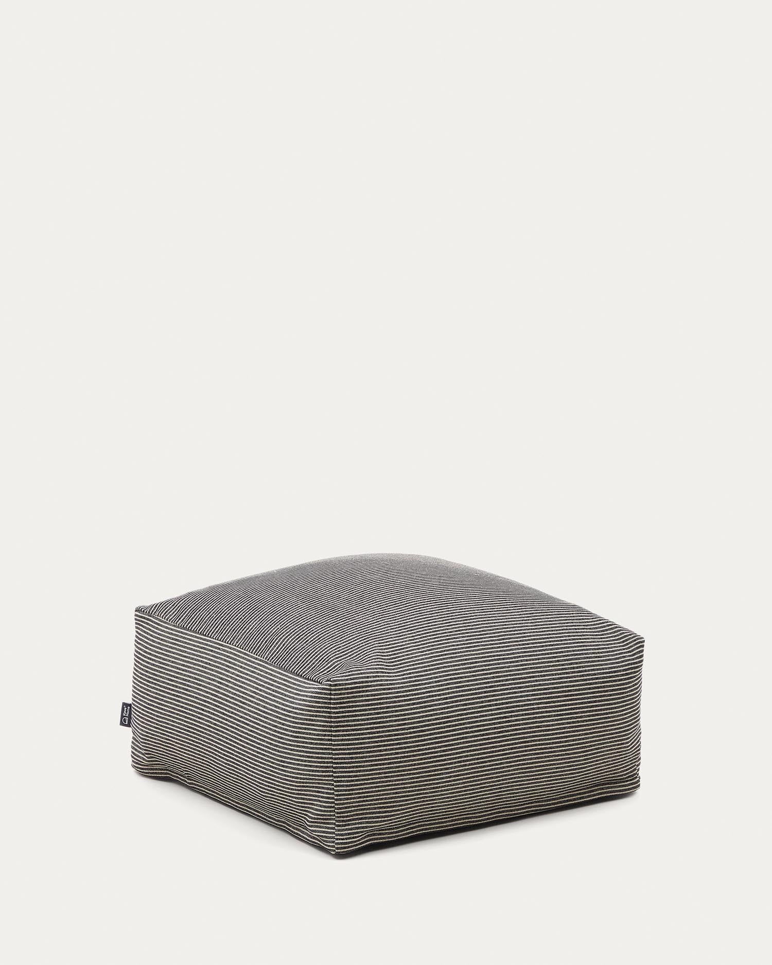 Dischangable Famara beanbag made of cotton with navy blows stripes 60 x 60 x 40 cm