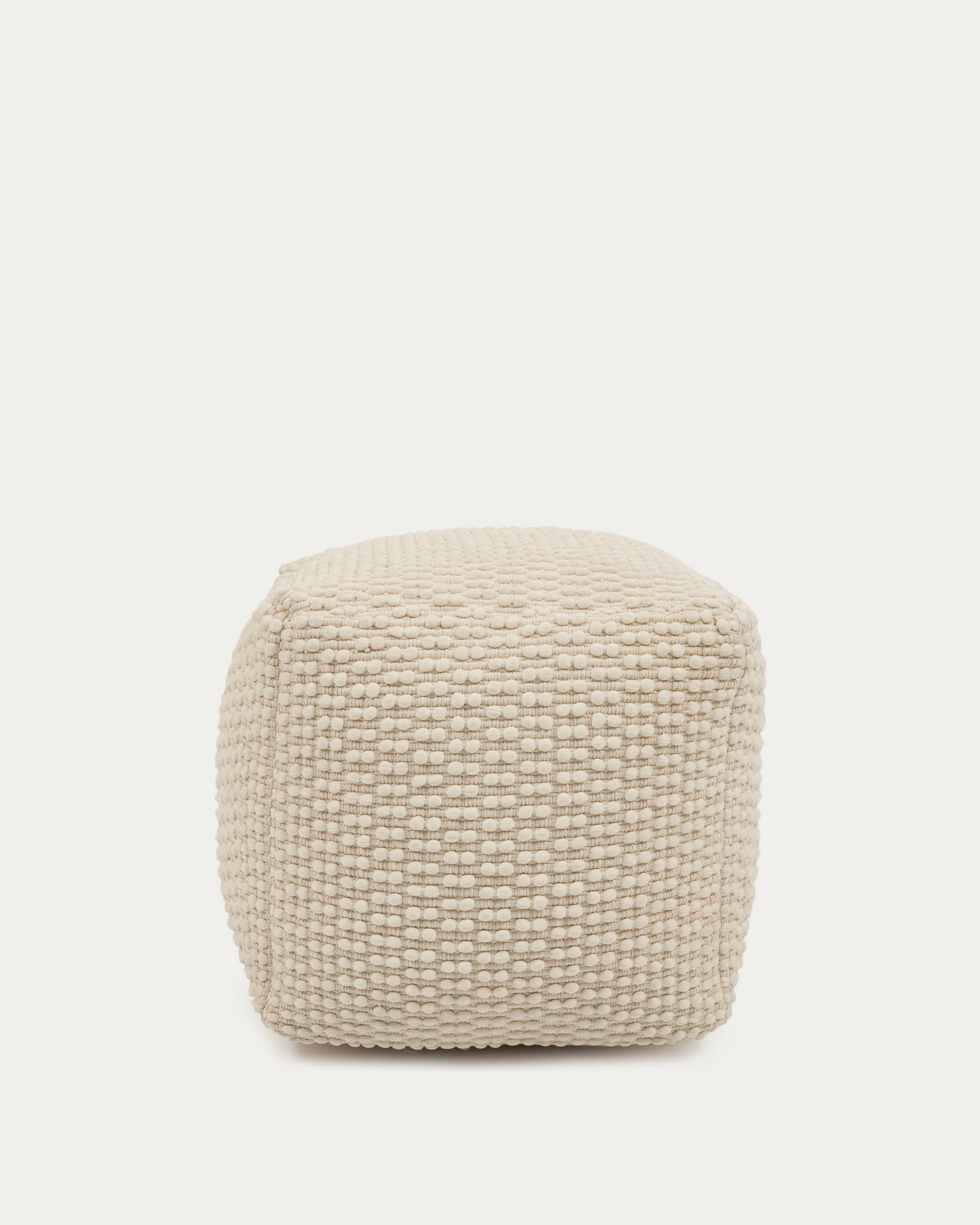 Mascarell Pouf aus Baumwolle und Polyester weiss 45 x 45 cm