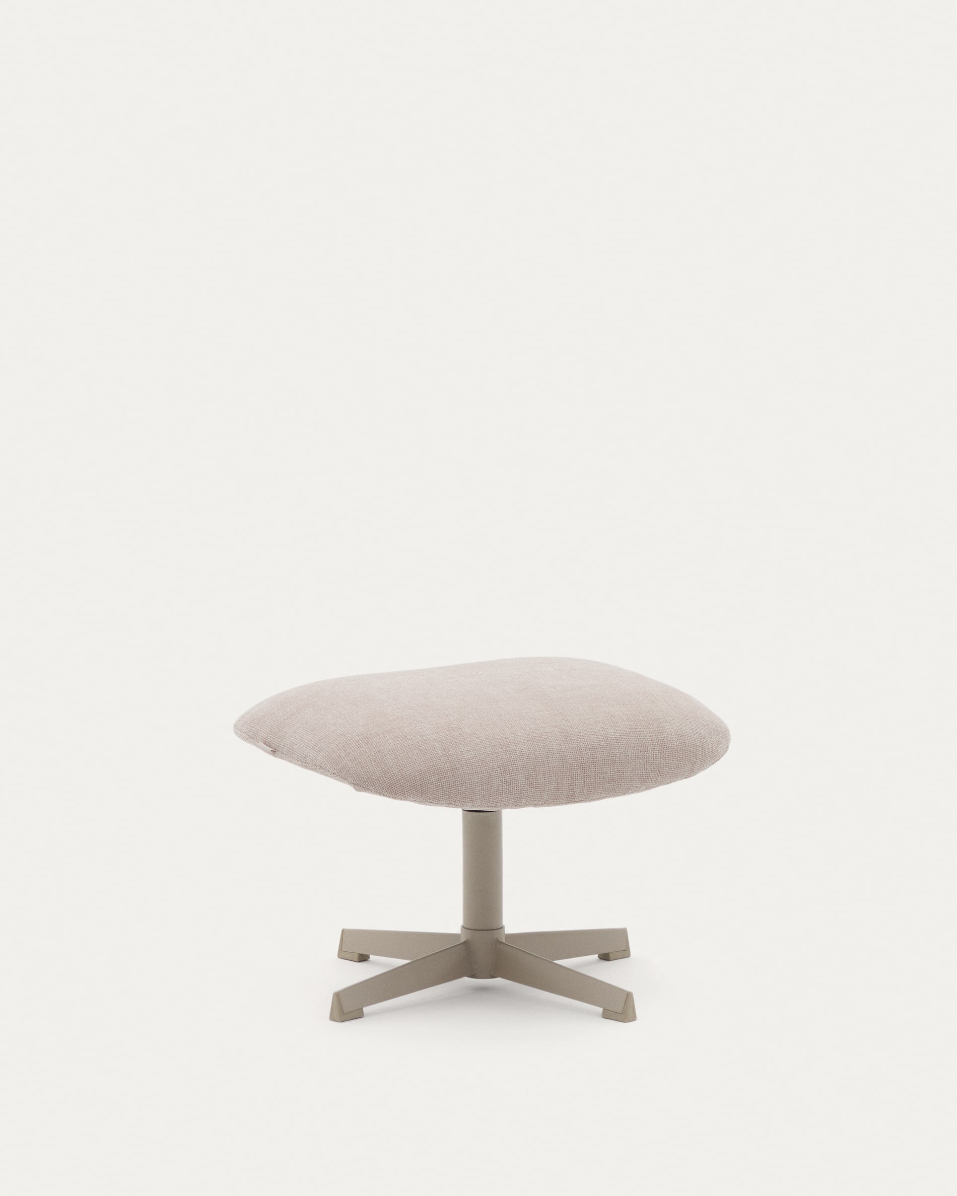 3D-Modell: Beige Fußstütze Jaspe, graues Metallgestell, FSC 100%, modernes Design, vielseitig, langlebig.