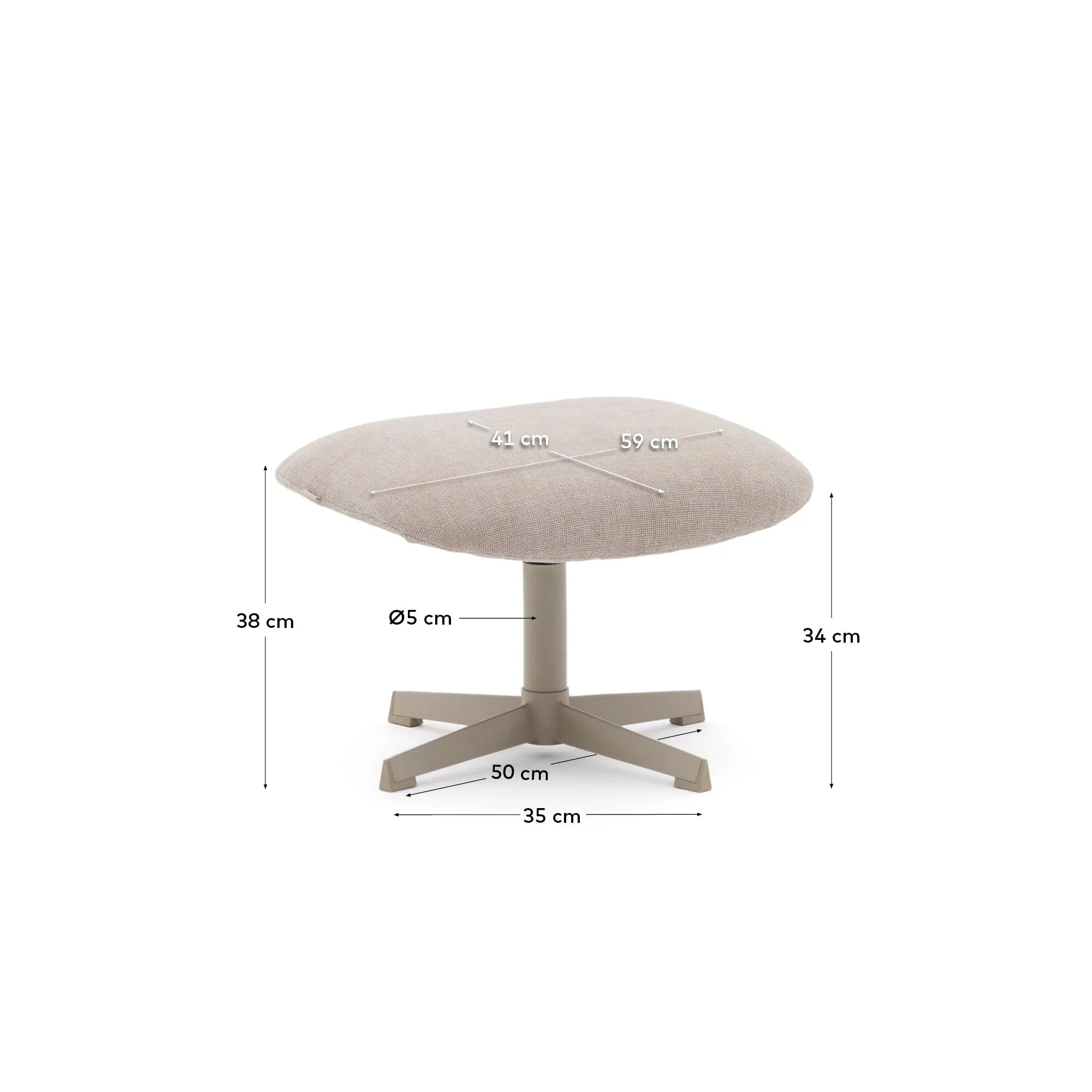 Die elegante Fussstütze Jaspe in Beige mit grauem Metallgestell bietet Komfort und Stil, ideal für jedes moderne Wohnzimmer.
