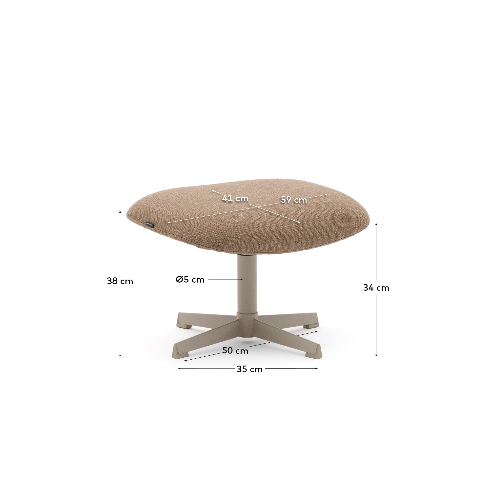 Elegante Fussstütze Jaspe aus FSC-zertifiziertem Holz in Hellbraun mit grauer Metalloberfläche, perfekt für zeitgemäßes Interieur.