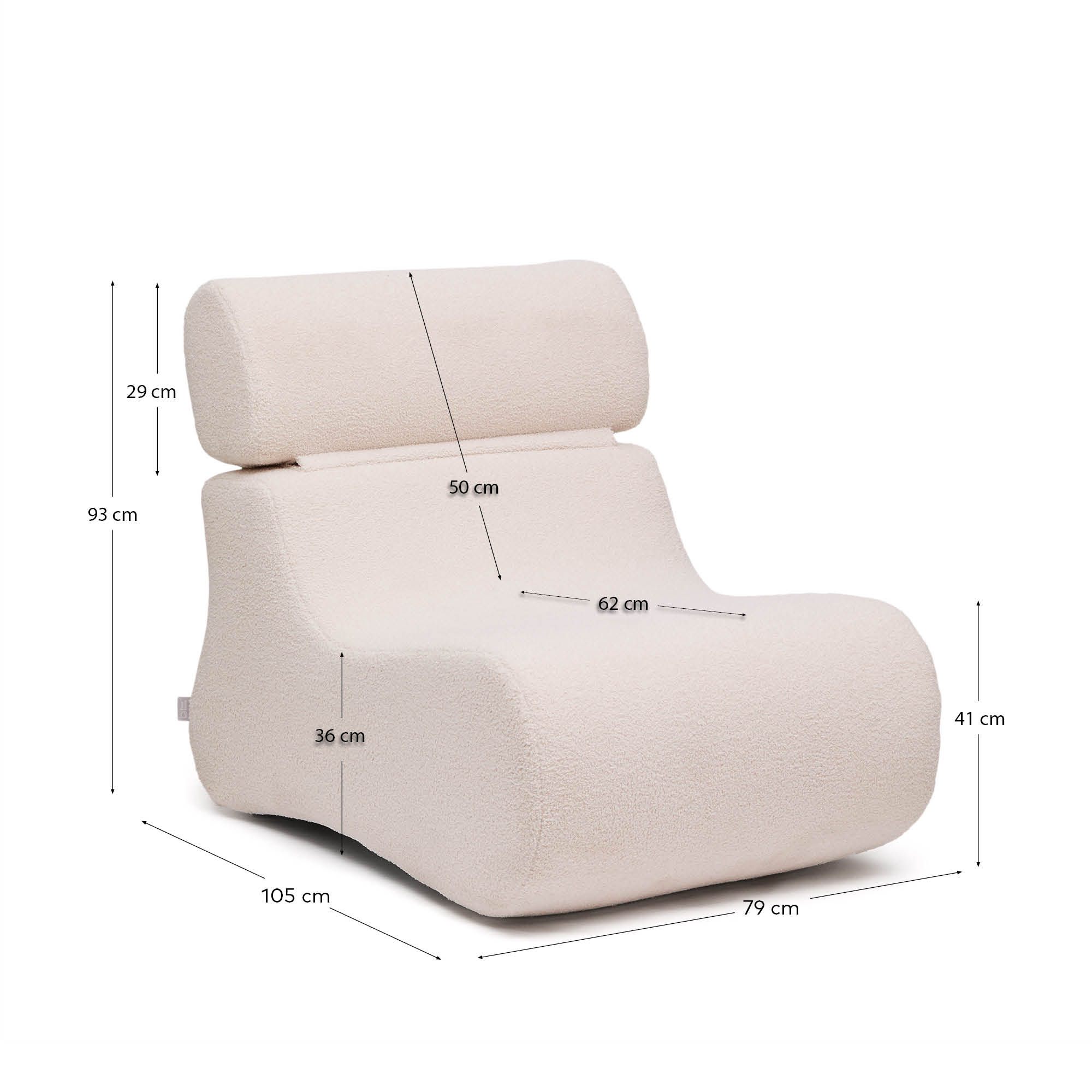 Eleganter Sessel Club aus ecrufarbenem Bouclé von Kave Home, ideal für stilvolle und gemütliche Wohnräume.