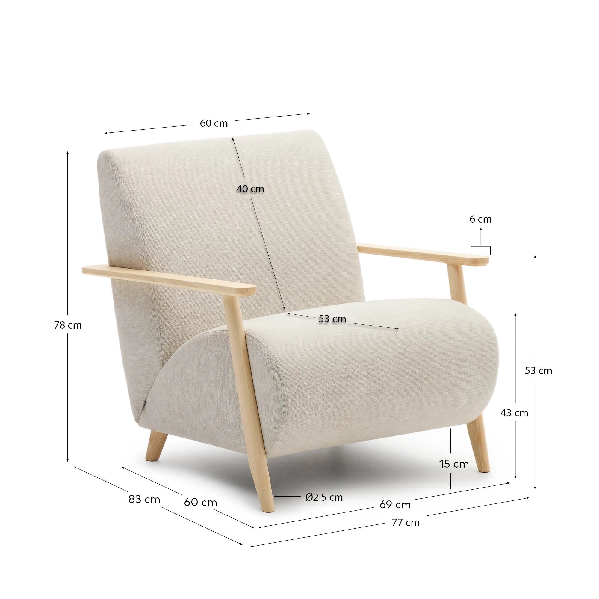 Eleganter Sessel aus Perlen-Chenille und Eschenholz, vereint Komfort und Stil, ideal für modernes Wohnen.
