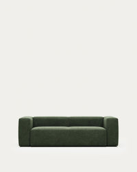 3-Sitzer-Sofa Blok, schwer entflammbar mit grüner Chenille, 240 cm