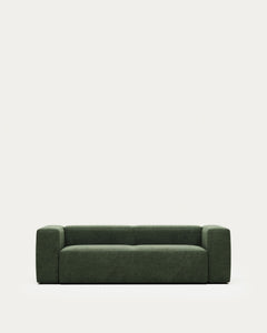 3-Sitzer-Sofa Blok, schwer entflammbar mit grüner Chenille, 240 cm