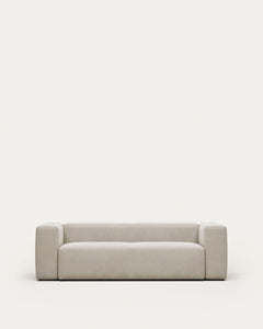 3-seater sofa Blok, flame retardant with white chenille, 240 cm
