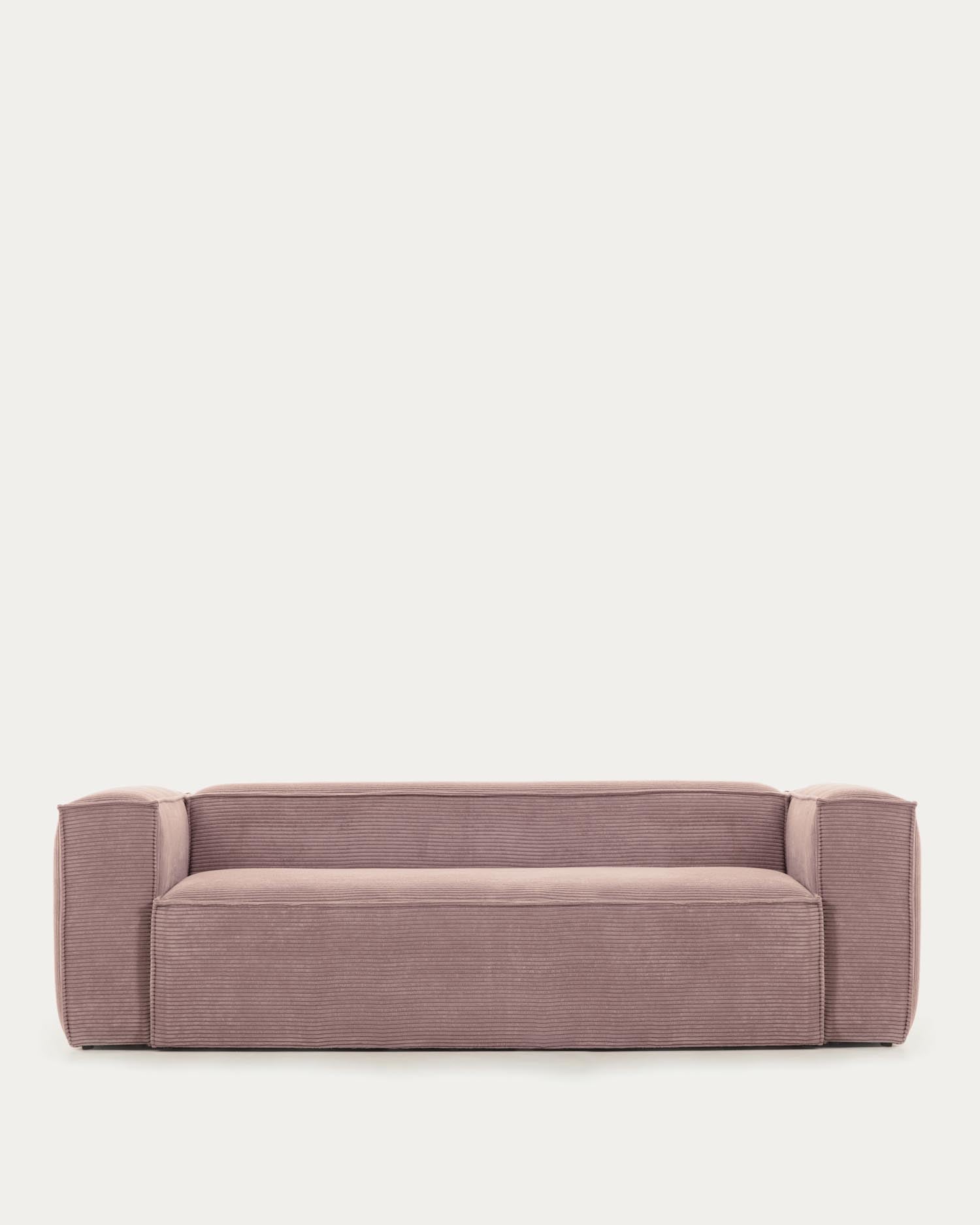 Das Blok 3-Sitzer-Sofa in rosa Cord (240 cm) von Kave Home kombiniert modernes Design mit gemütlichem Komfort für Ihr Wohnzimmer.
