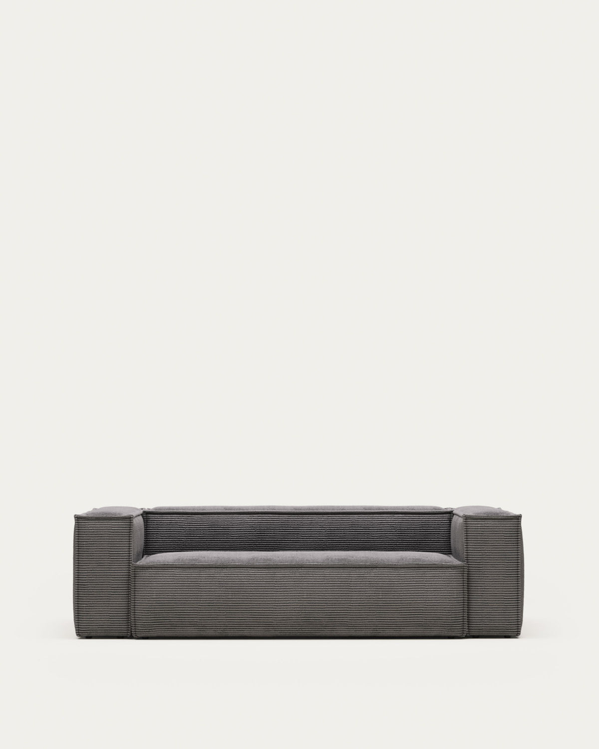 3-Sitzer-Sofa Blok, schwer entflammbar mit dickem, grauem Cord, 240 cm, FSC Mix Credit in Grau präsentiert im Onlineshop von KAQTU Design AG. 3er Sofa ist von Kave Home