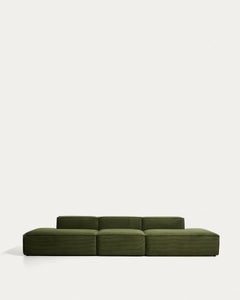 divano a 4 posti <tc>Blok</tc> in velluto a coste verde grezzo, 380 cm, FSC Mix Credit