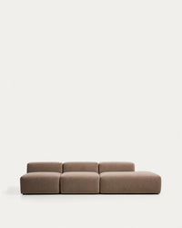 Canapé 3 places Blok avec module de bord à droite en chenille marron, 325 cm, FSC Mix Credit