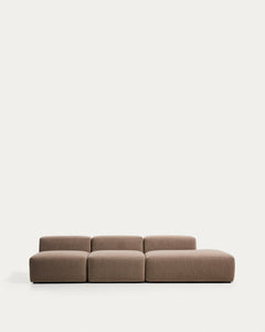 Canapé 3 places Blok avec module de bord à droite en chenille marron, 325 cm, FSC Mix Credit