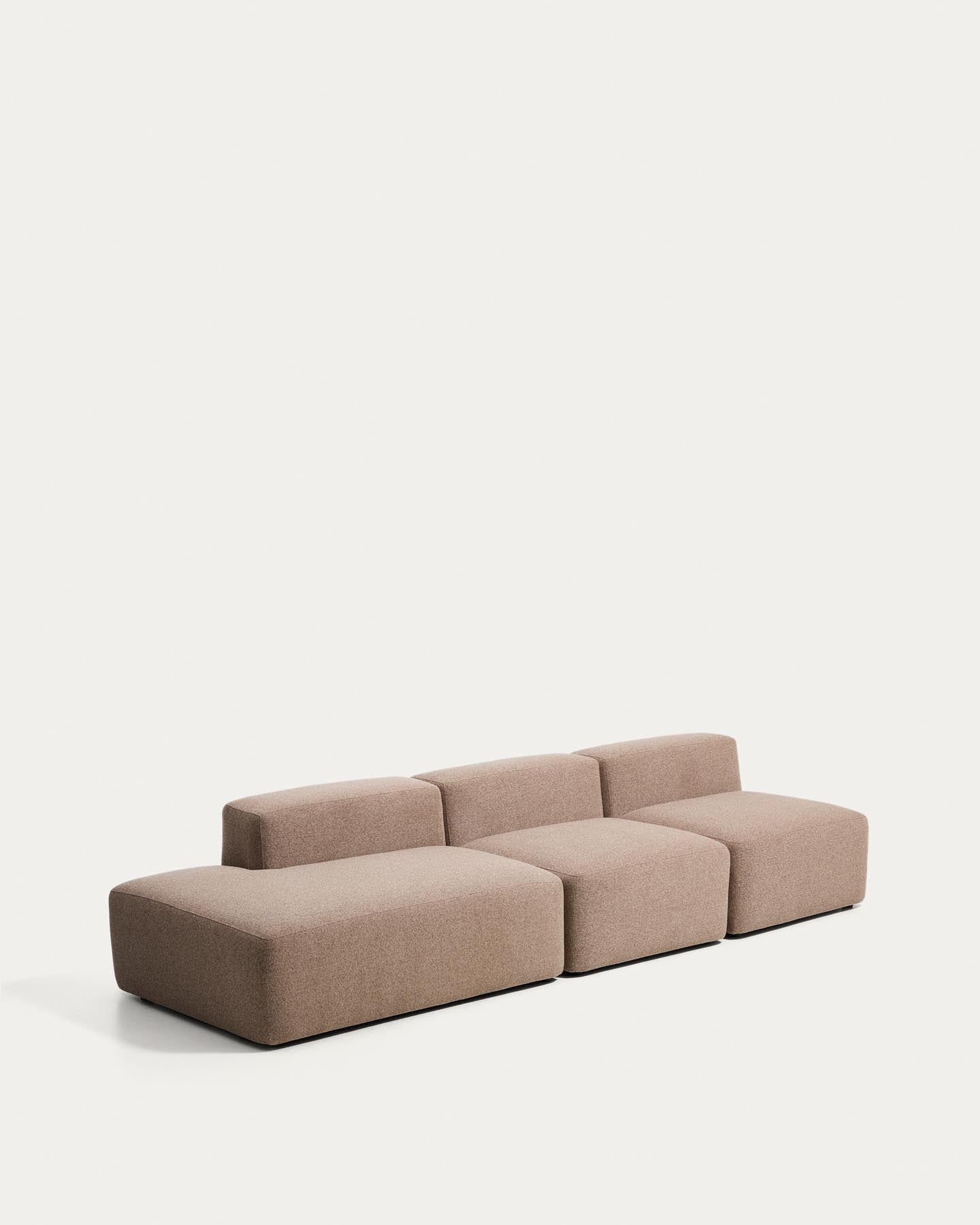 3-Sitzer-Sofa Blok mit Randmodul links in brauner Chenille, 325 cm, FSC Mix Credit in Taupe präsentiert im Onlineshop von KAQTU Design AG. 3er Sofa ist von Kave Home