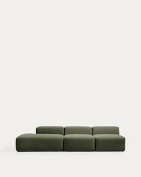 3-seater sofa <tc><tc>Blok</tc></tc> with edge module on the left in moss green chenille, 325 cm, FSC Mix Credit