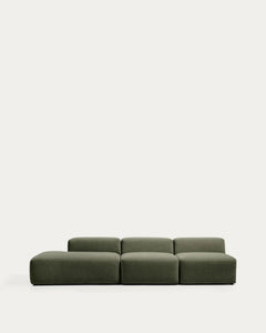 3-seater sofa <tc><tc>Blok</tc></tc> with edge module on the left in moss green chenille, 325 cm, FSC Mix Credit