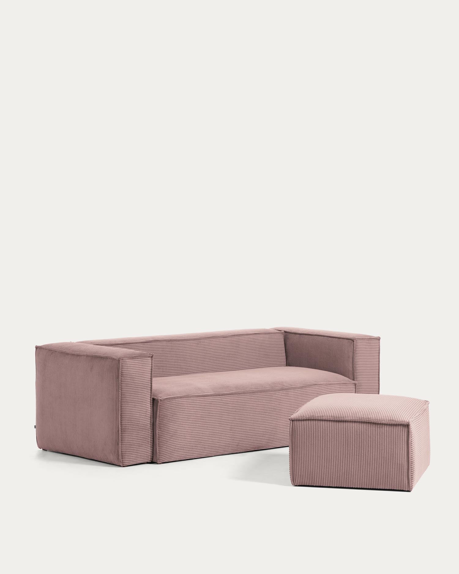 Elegantes 2-Sitzer-Sofa in rosa Cord, 210 cm breit, vereint Komfort und Stil für moderne, gemütliche Wohnräume.