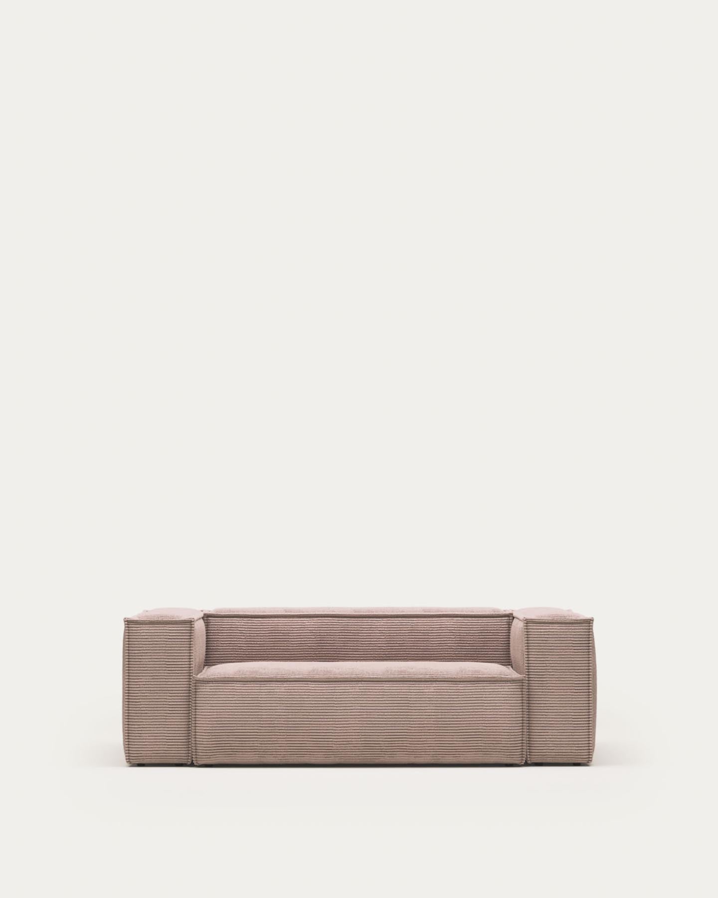 2-Sitzer-Sofa Blok, schwer entflammbar mit dickem, rosafarbenem Cord, 210 cm, FSC Mix Credit in Rosa präsentiert im Onlineshop von KAQTU Design AG. 2er Sofa ist von Kave Home