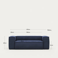 divano a 2 posti <tc>Blok</tc>ignifugo con cordino spesso blu, 210 cm, FSC Mix Credit