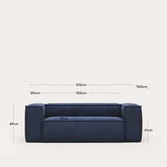 divano a 2 posti <tc>Blok</tc>ignifugo con cordino spesso blu, 210 cm, FSC Mix Credit