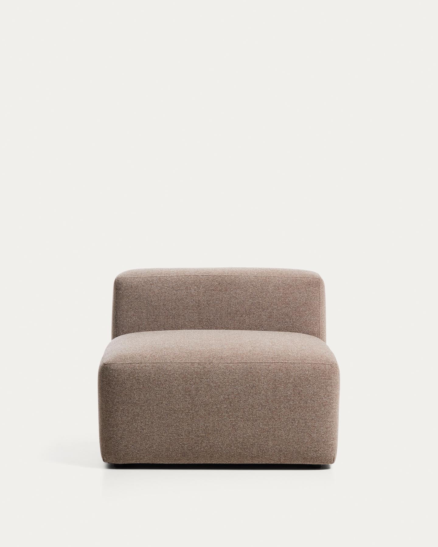 Sessel Blok in brauner Chenille, 90 cm, FSC Mix Credit in Taupe präsentiert im Onlineshop von KAQTU Design AG. Pouf ist von Kave Home