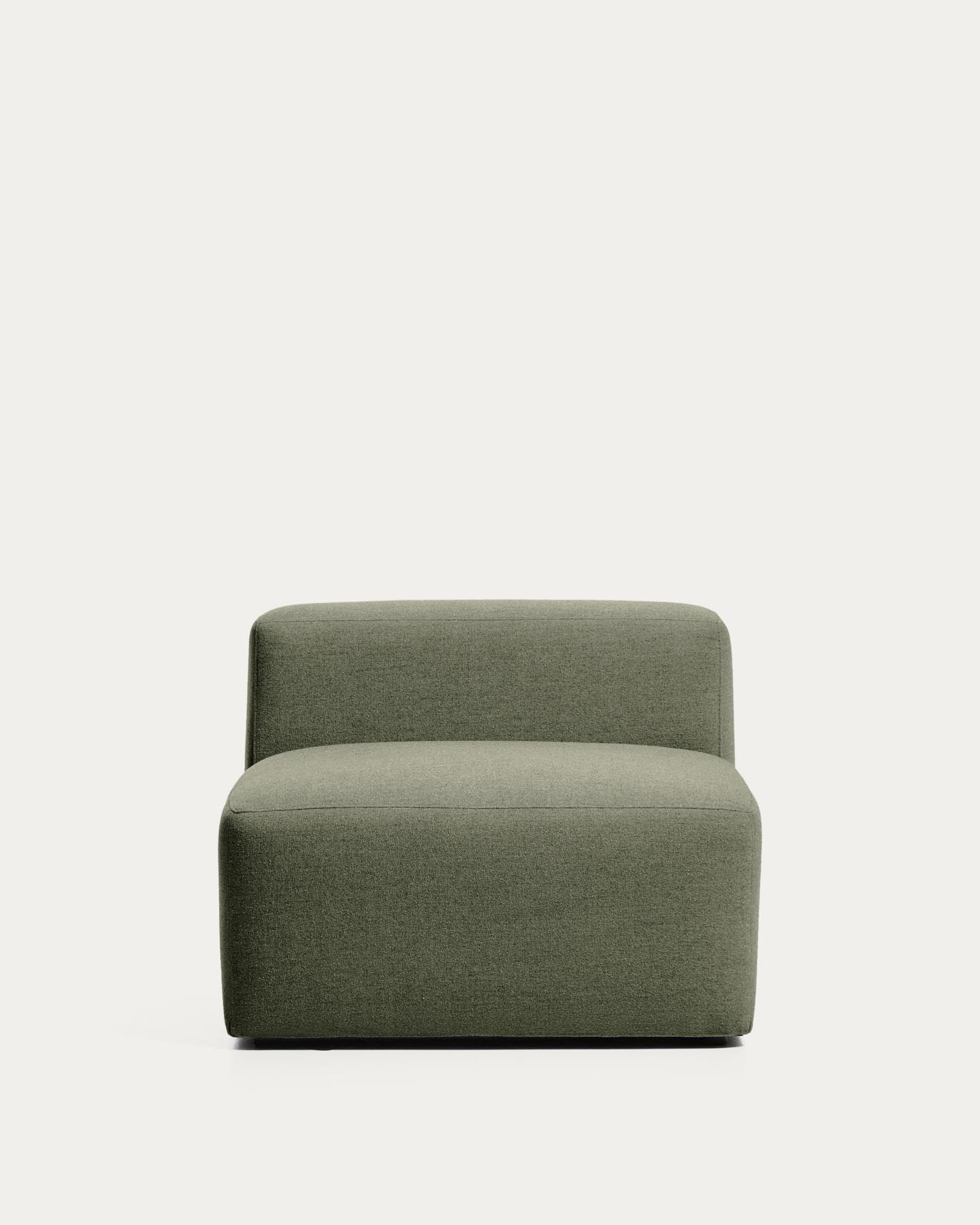 Sessel Blok in moosgrüner Chenille, 90 cm, FSC Mix Credit in Grün präsentiert im Onlineshop von KAQTU Design AG. Pouf ist von Kave Home