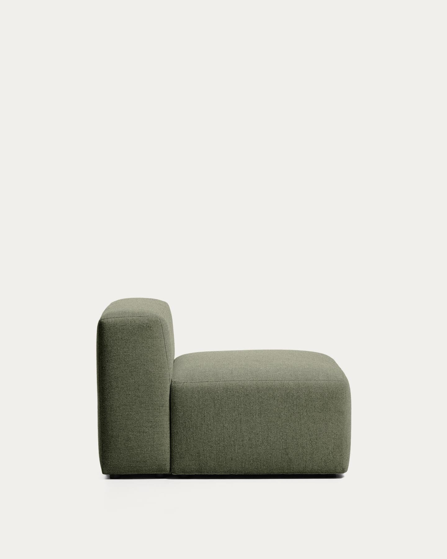 Sessel Blok in moosgrüner Chenille, 90 cm, FSC Mix Credit in Grün präsentiert im Onlineshop von KAQTU Design AG. Pouf ist von Kave Home