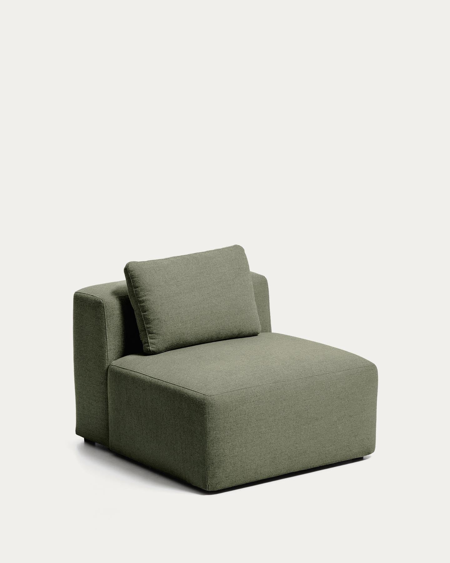 Sessel Blok in moosgrüner Chenille, 90 cm, FSC Mix Credit in Grün präsentiert im Onlineshop von KAQTU Design AG. Pouf ist von Kave Home