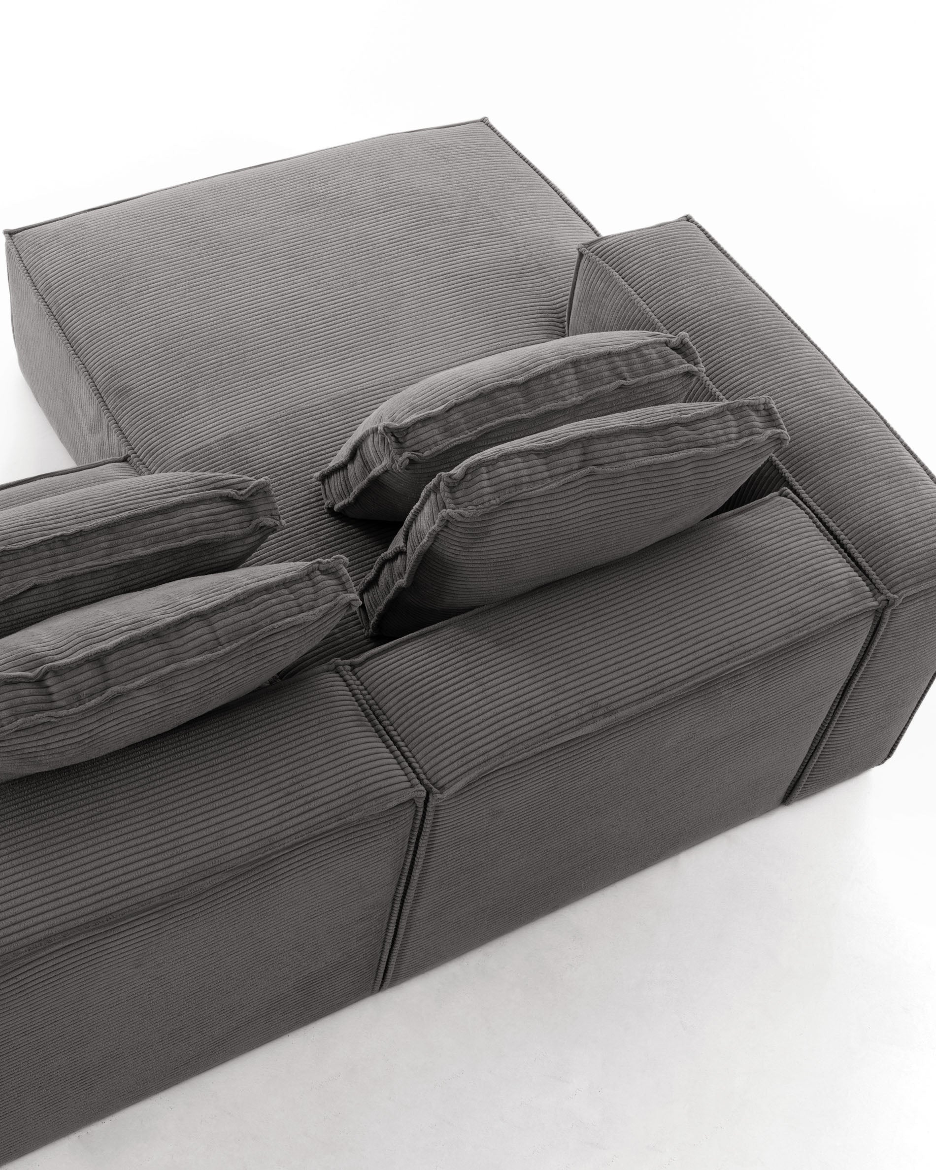 4-Sitzer-Sofa Blok mit dickem, grauen Cord und Chaiselongue links 330 cm FSC Mix Credit in Grau präsentiert im Onlineshop von KAQTU Design AG. 4er Sofa ist von Kave Home