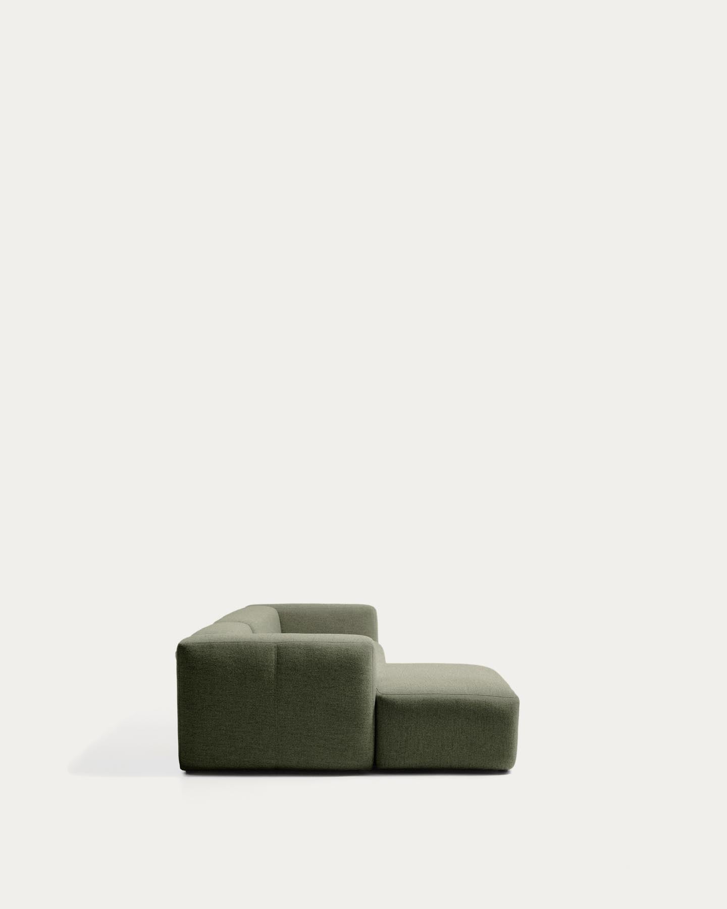 4-Sitzer-Sofa Blok mit Chaiselongue links in moosgrüner Chenille, 330 cm, FSC Mix Credit in Grün präsentiert im Onlineshop von KAQTU Design AG. L-Sofa links ist von Kave Home