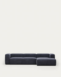 Canapé 4 places Blok avec méridienne droite bleu 330 cm FR