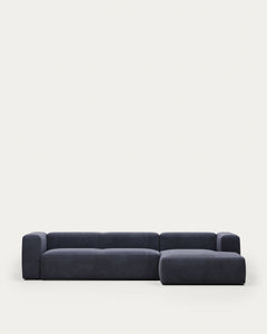 Canapé 4 places Blok avec méridienne droite bleu 330 cm FR