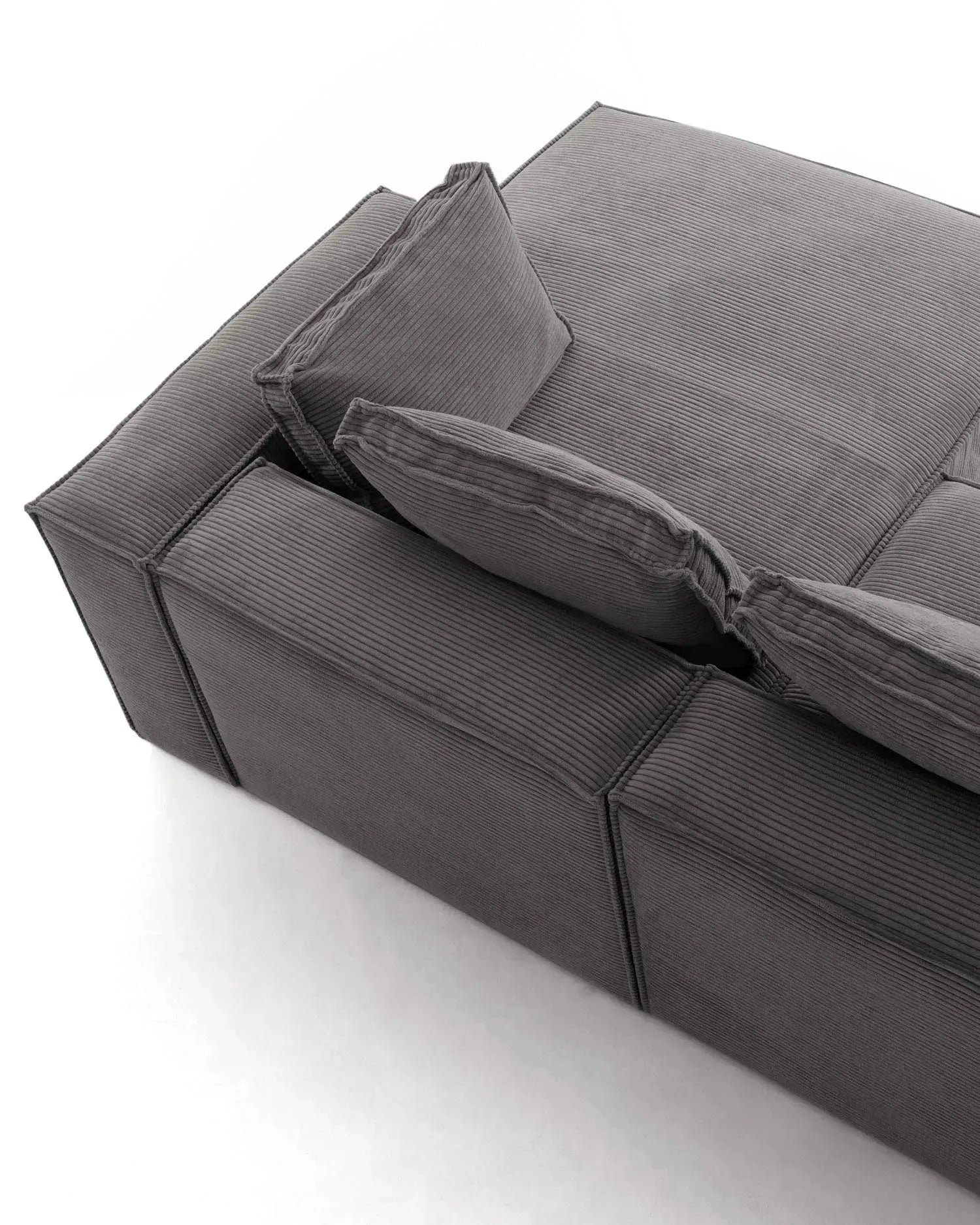 4-Sitzer-Sofa Blok mit dickem, grauen Cord und Chaiselongue rechts 330 cm FSC Mix Credit in Grau präsentiert im Onlineshop von KAQTU Design AG. 4er Sofa ist von Kave Home