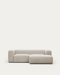 2-seater sofa <tc>Blok</tc> with beige chenille and chaise longue on the right 240 cm FSC Mix Credit