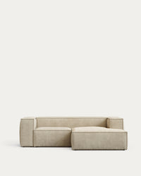 2-seater sofa Blok with thick corduroy in natural color and chaise longue on the right 240 cm FSC Mix Cr