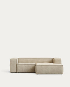 2-seater sofa Blok with thick corduroy in natural color and chaise longue on the right 240 cm FSC Mix Cr
