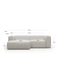 2-Sitzer-Sofa Blok mit Chaiselongue links, schwer entflammbar mit weissem Lammfellimitat, 240 cm, FSC Mix Credit