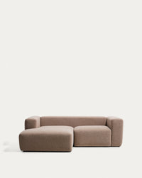 2-Sitzer-Sofa Blok mit Chaiselongue links in brauner Chenille, 240 cm, FSC Mix Credit