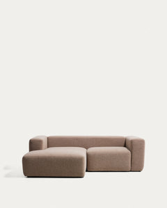 2-Sitzer-Sofa Blok mit Chaiselongue links in brauner Chenille, 240 cm, FSC Mix Credit
